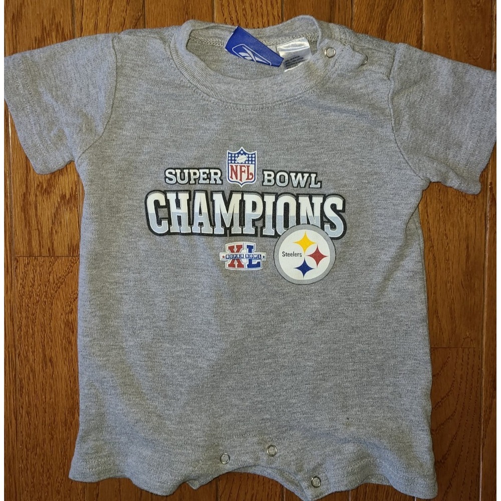 NFL Pittsburgh Steelers Bodysuit Superbowl Champs Size 9-12 Months Short Sleeve